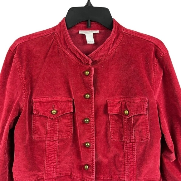 Dressbarn Womens Corduroy Jacket Red Stretch Pockets Large - Picture 2 of 10